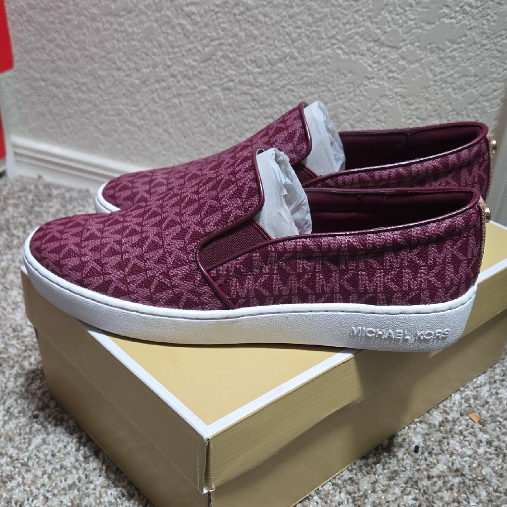 Michael Kors Maroon Slip-On Loafers